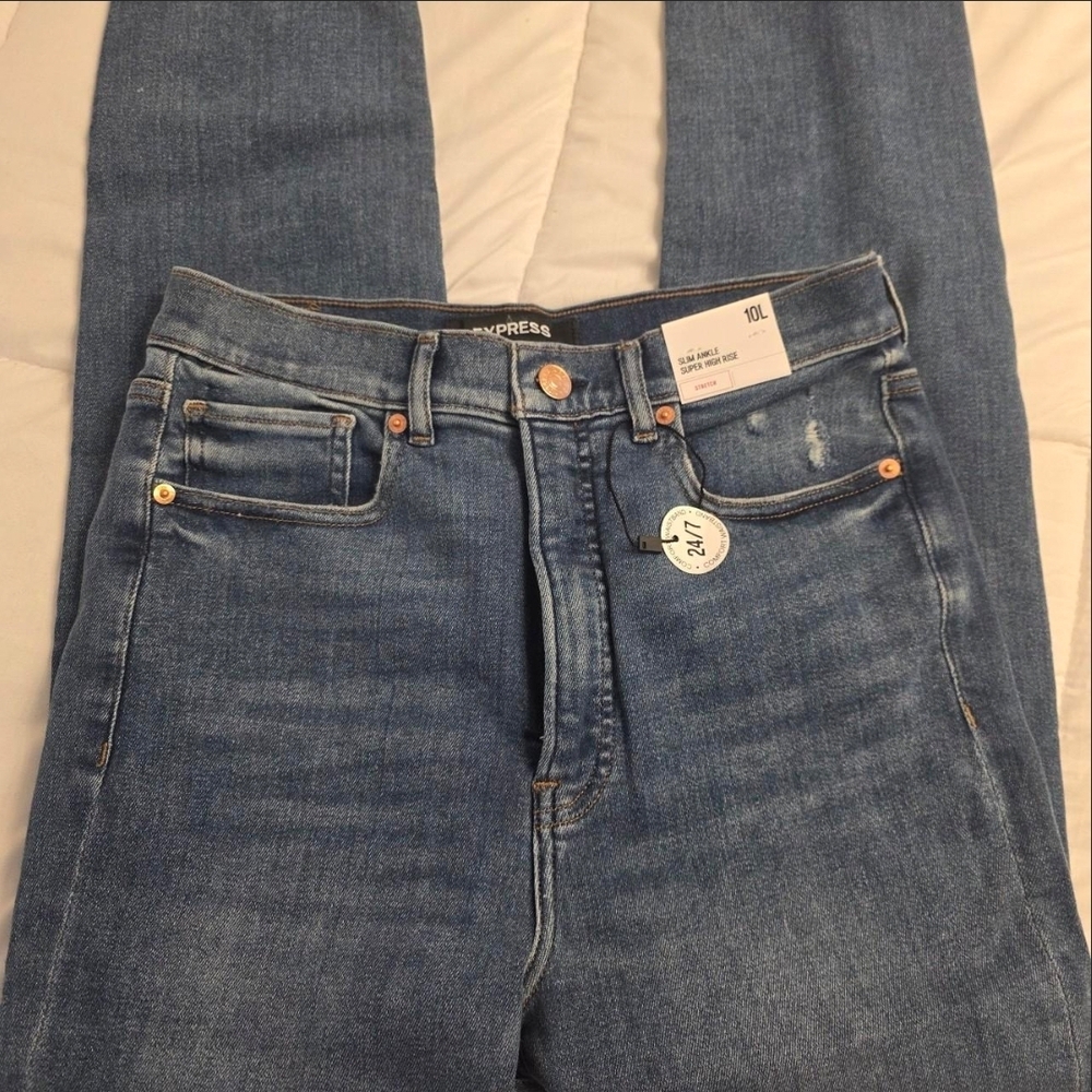 Express Women's High Rise Ankle Blue Jeans